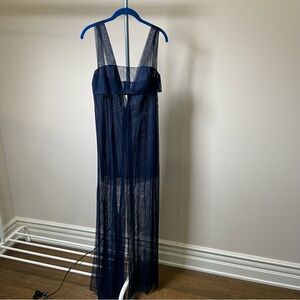 bcbg blue chiffon dress Ruffle Halter Chiffon Gown BCBGMAXAZRIA